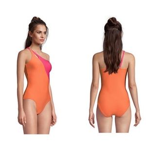 Lands end Chlorine Resistant One-shoulder Control Swimsuit